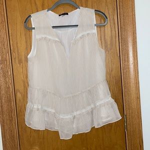 Cream and White Striped Tommy Hilfiger Sleeveless Blouse